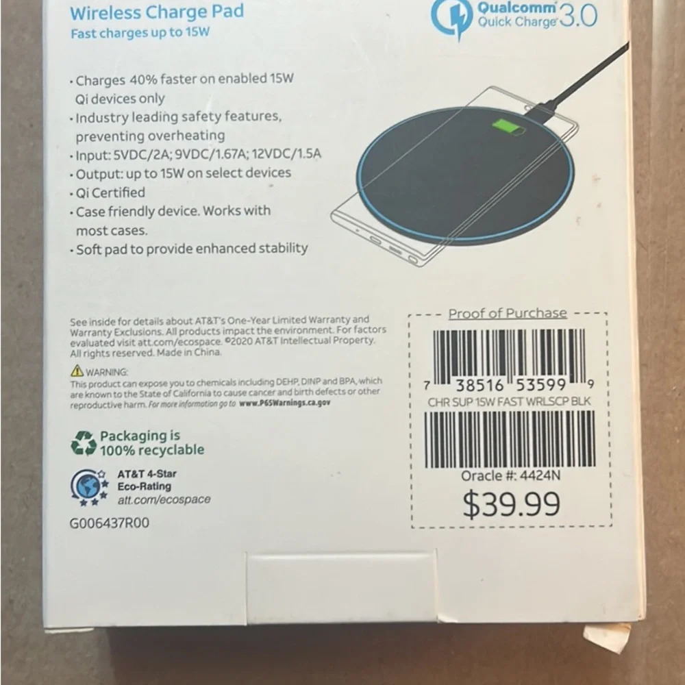 AT&T wireless charging pad
